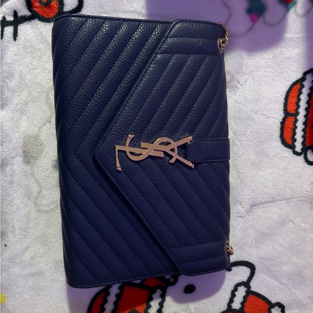 Yves Saint Laurent Dark Blue Quilted Clutch